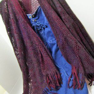 Lapis Crochet  Reversible Shawl Wrap Color Changing, BlueGray/Red Berry, NWT (2)